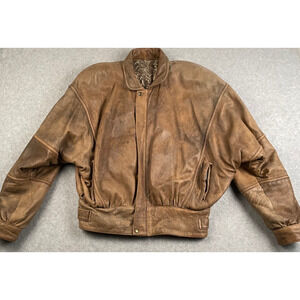 Vintage 90s Italian Browb Leather Jacket Vero Pelle Paisley Lined Mens L